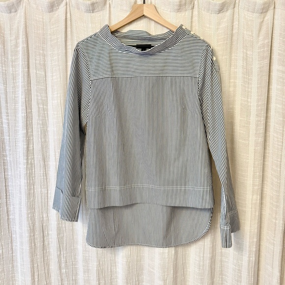 J. Crew Tops - J. Crew Cotton Striped Mock Neck Blouse 10